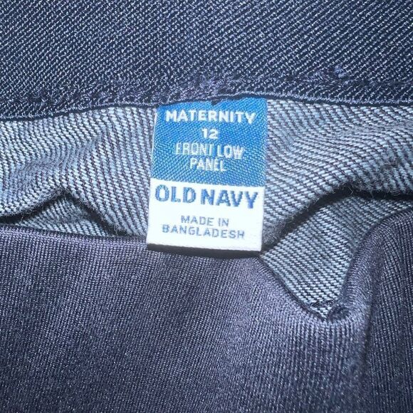 Old Navy Dark Wash Maternity Cropped Blue Jeans Loose Front Low Panel 12 NWOT - Picture 4 of 5